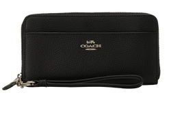 Coach Long Zipped Wallet, Leather, Black, MIM, S, 3*